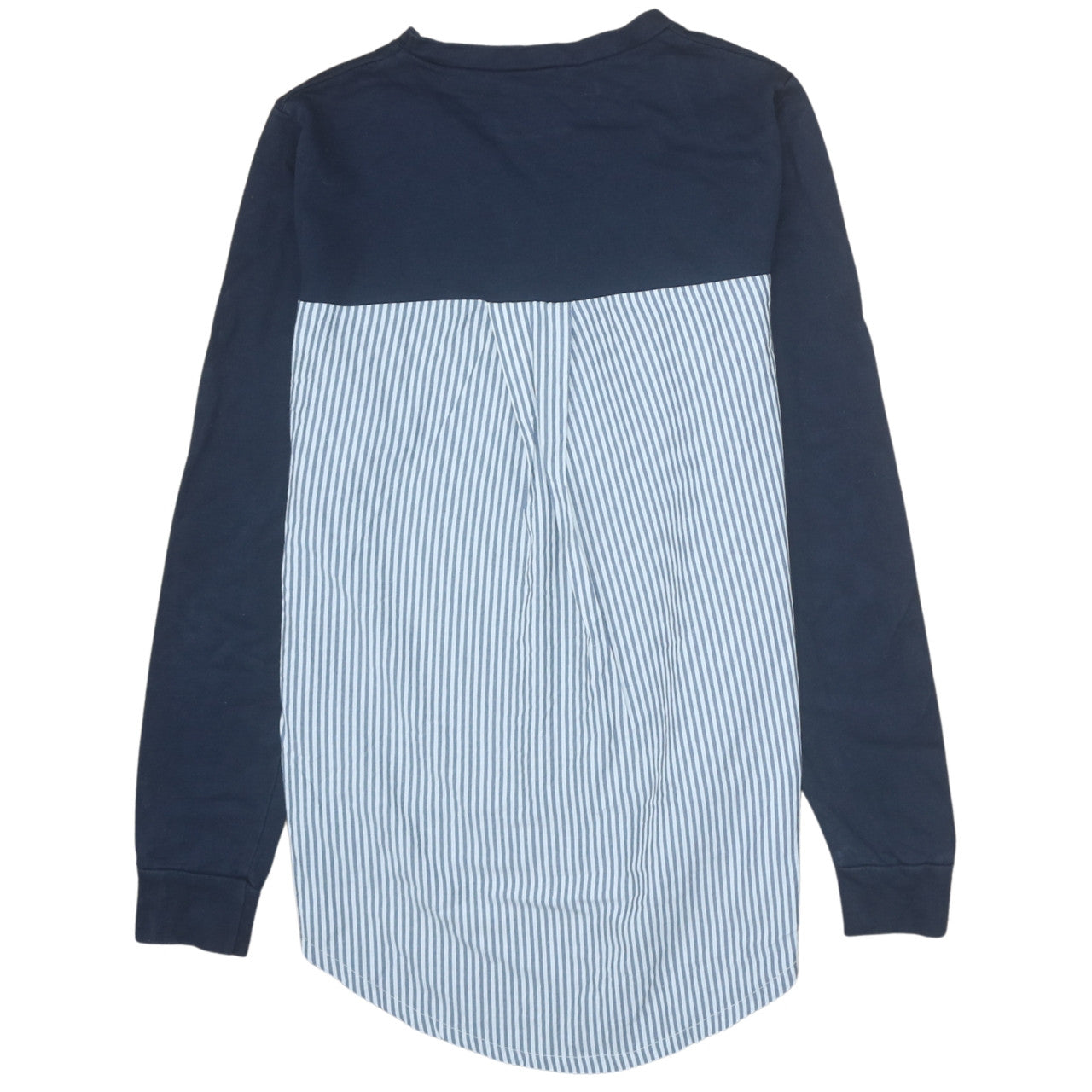 River Island Women Blue Size 12 Long Sleeve Striped Back Blouse