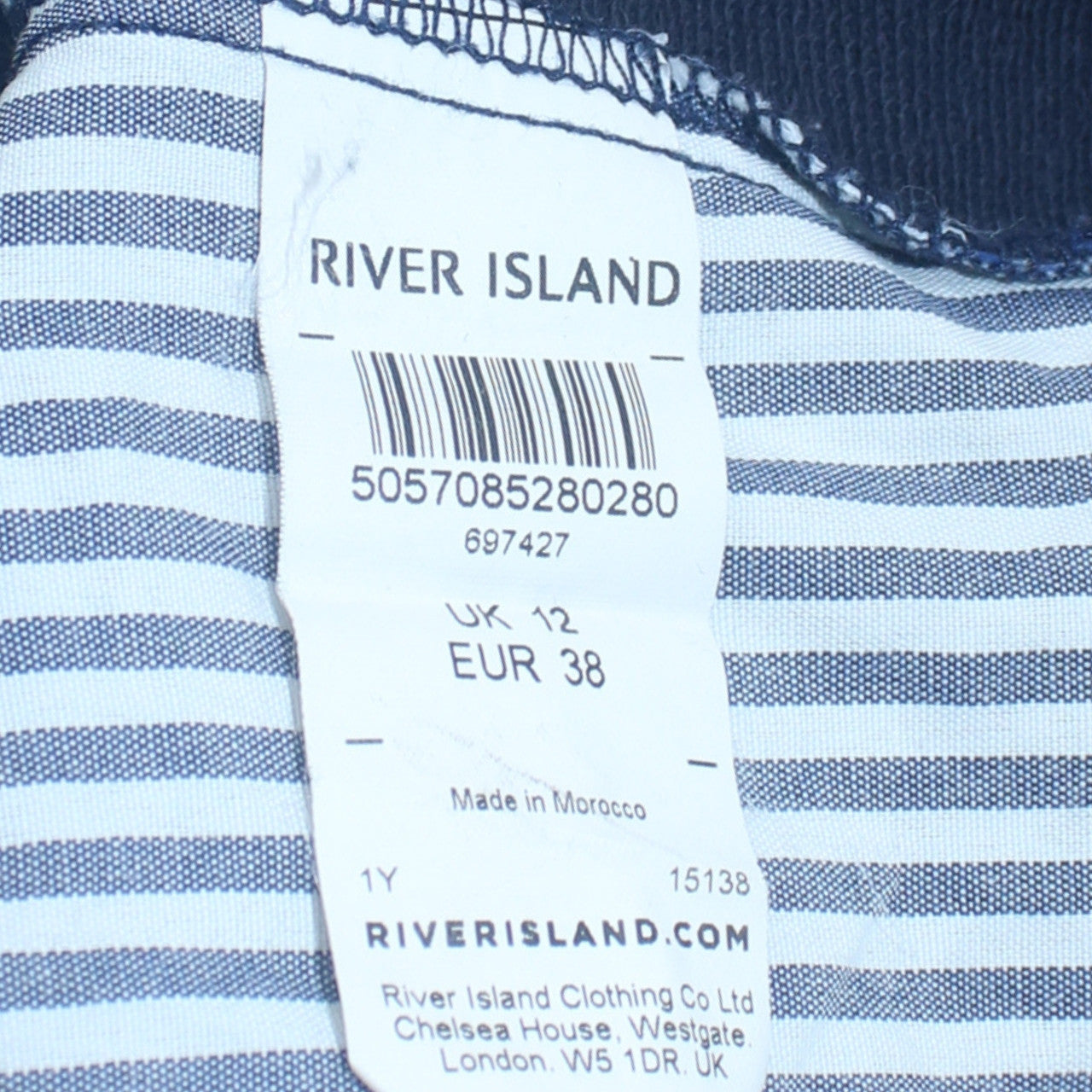 River Island Women Blue Size 12 Long Sleeve Striped Back Blouse