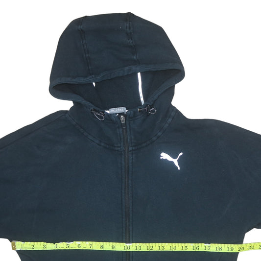 Puma Women's Black Full Zip Hoodie Size 12 Hooded Sweatshirt