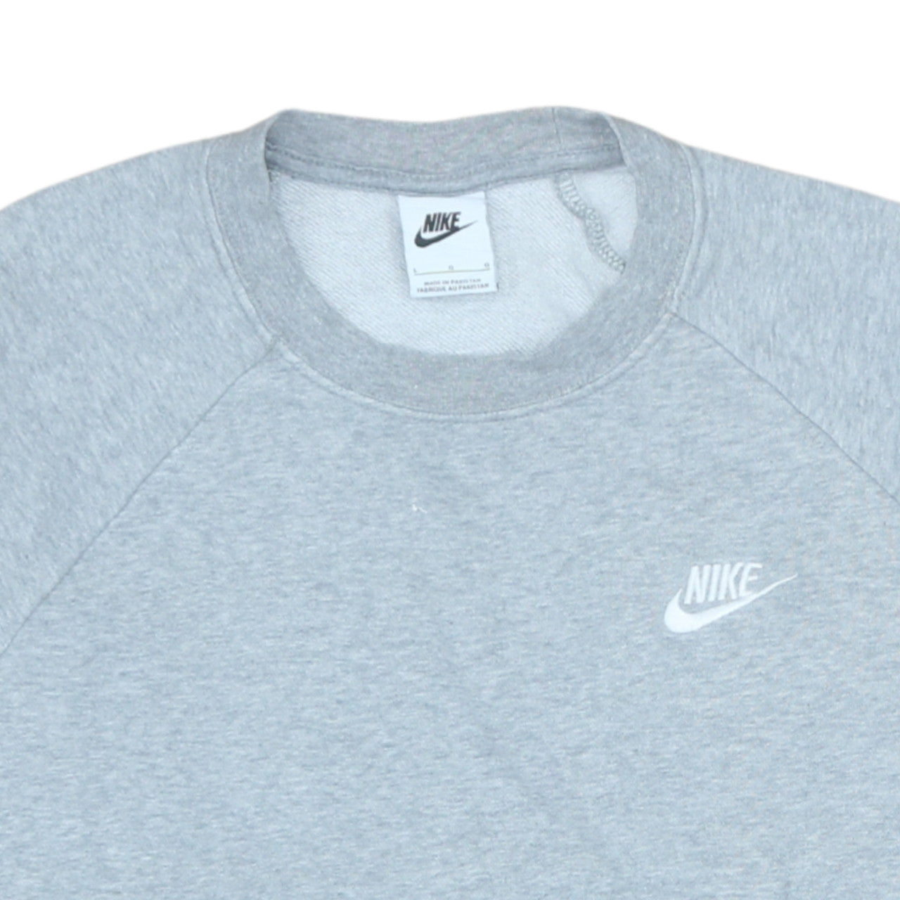 Nike Women Grey Crew Neck Long Sleeve Sweatshirt L Cotton Blend