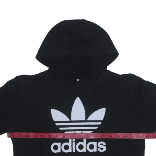 Adidas Boys Black Pullover Fleece Hoodie 13-14 Years Regular Fit