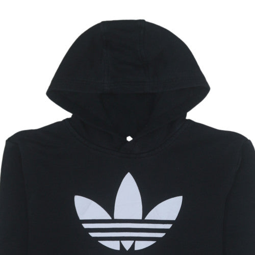 Adidas Boys Black Pullover Fleece Hoodie 13-14 Years Regular Fit