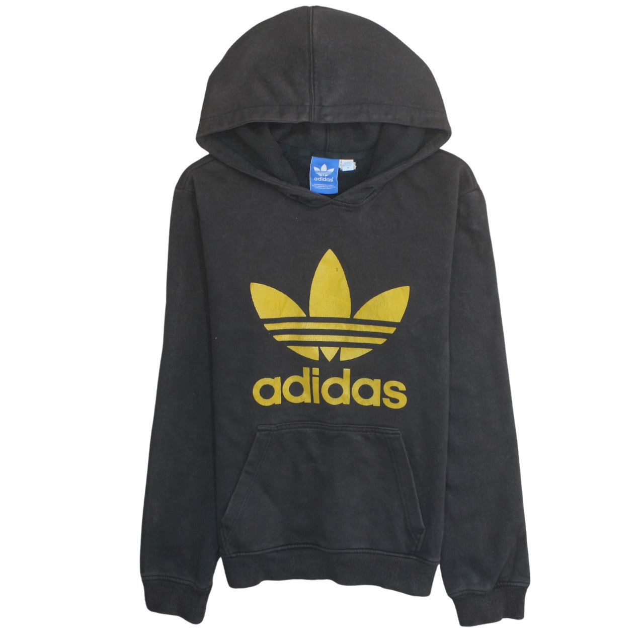 Adidas Men's Black Gold Logo Pullover Hoodie Size M