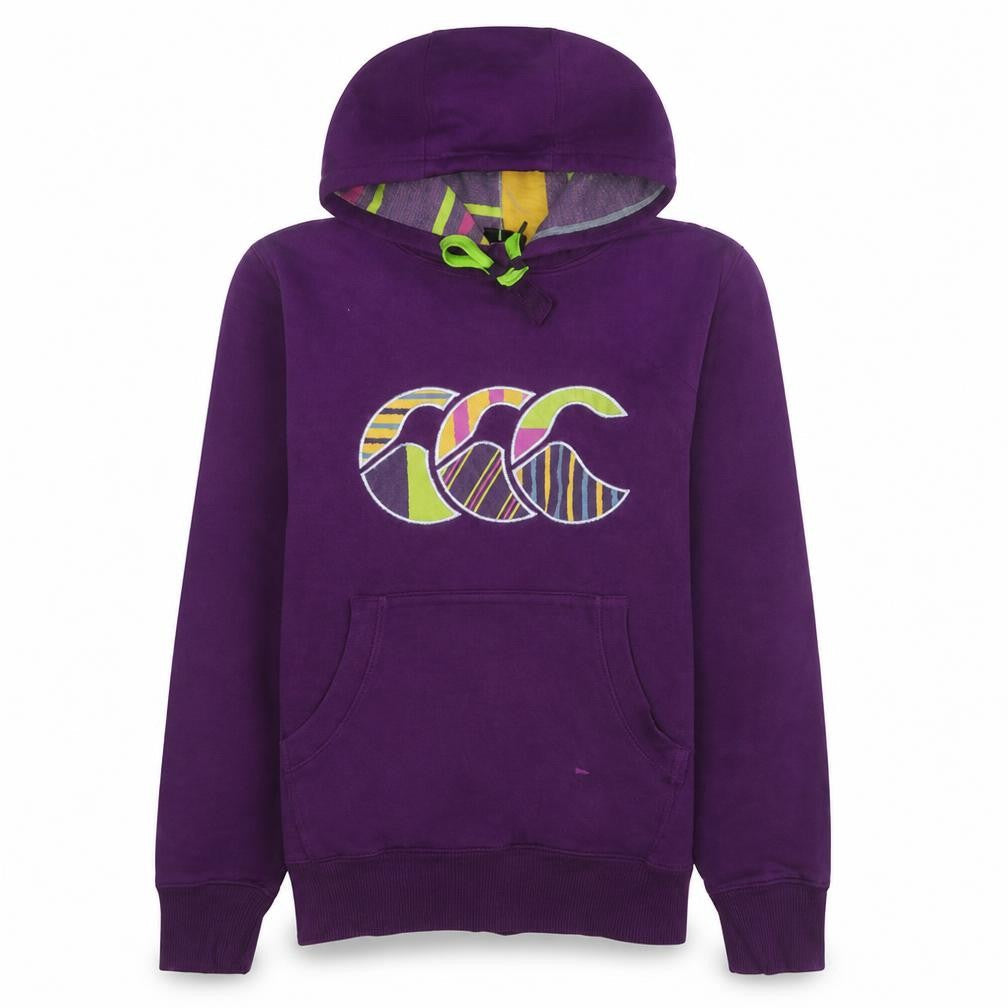 Canterbury Women's Purple Pullover Hoodie Size S Logo Print Cotton Blend