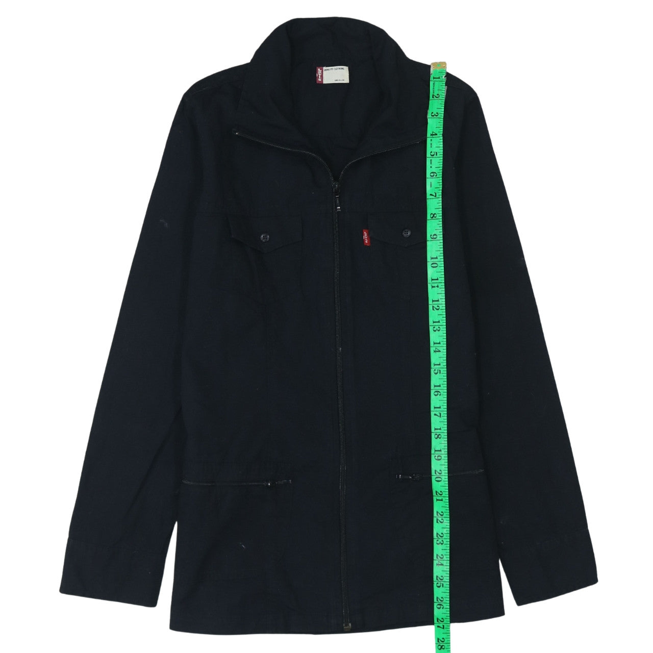 Levi's Girls Black Cotton Full Zip Mid-Length Jacket Size L