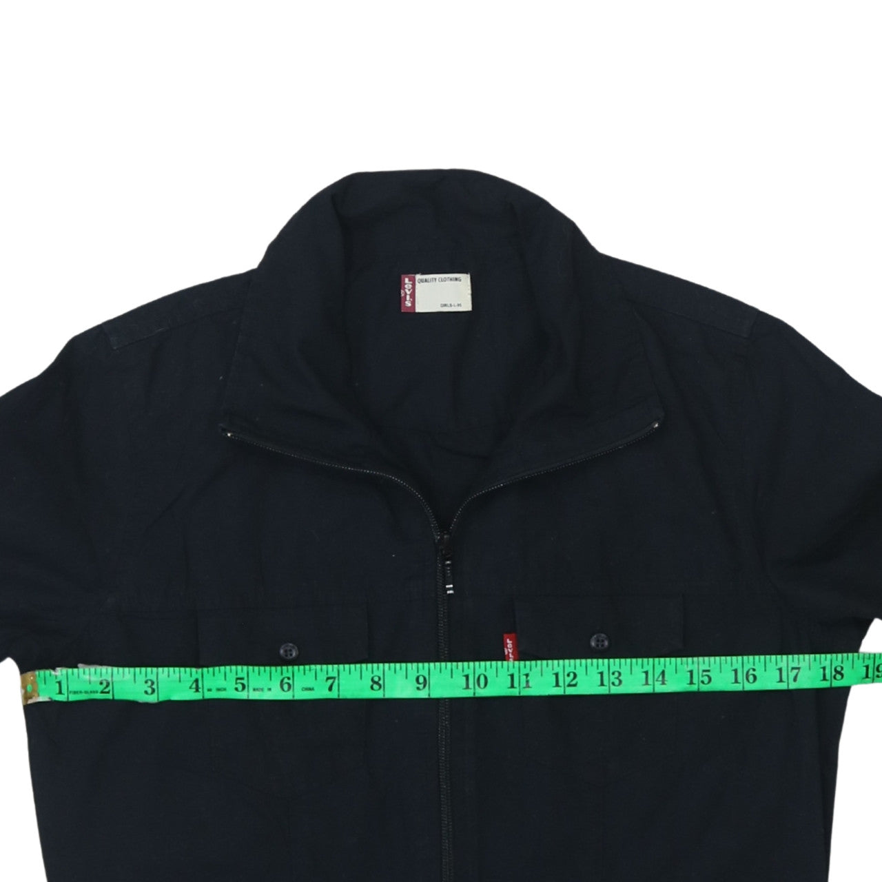 Levi's Girls Black Cotton Full Zip Mid-Length Jacket Size L