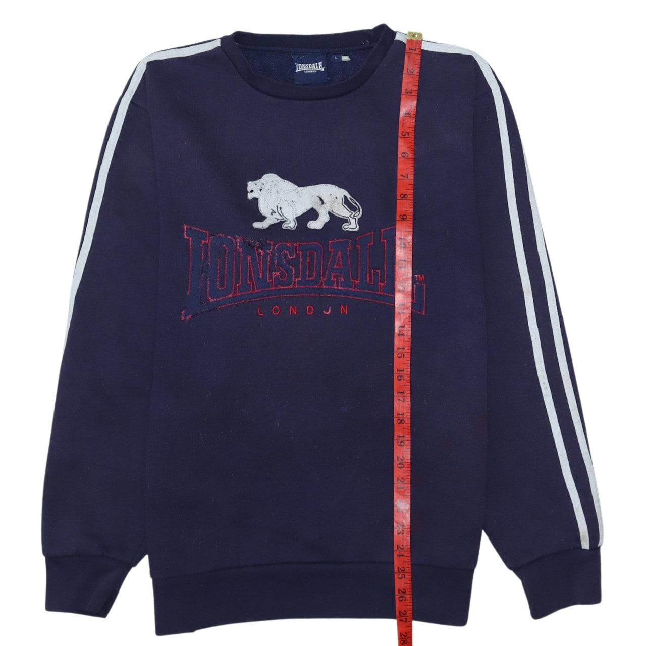 Lonsdale Men's Blue Crew Neck Embroidered Logo Sweatshirt L