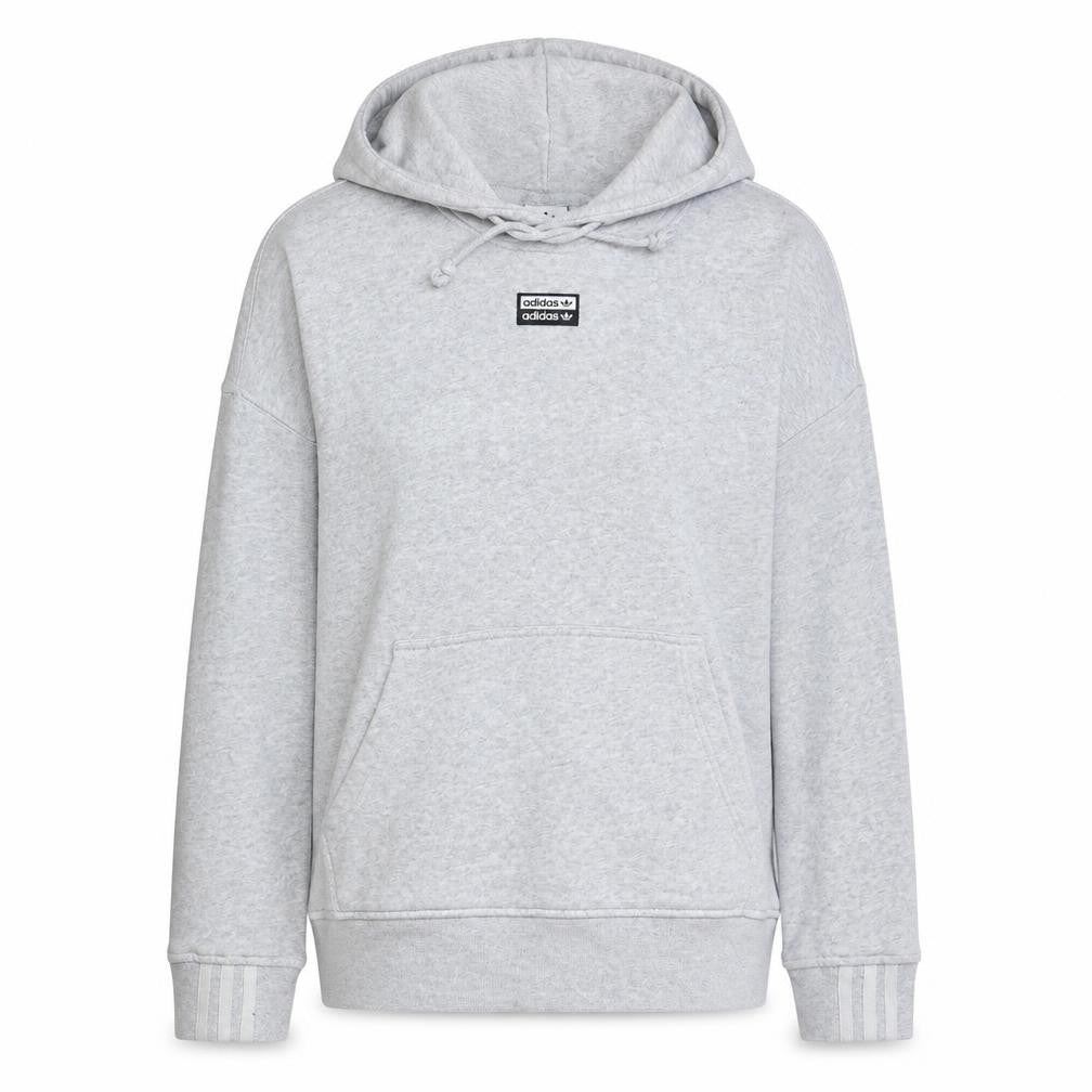 Adidas Women Grey Pullover Hoodie Size 12 Cotton Blend Casual