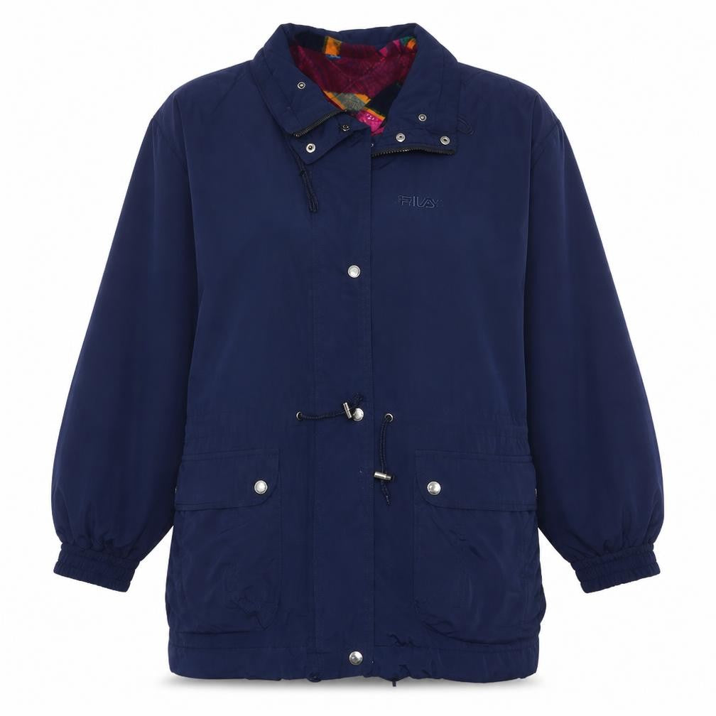 FILA Womens Navy Blue Mid-Length Hooded Parka Jacket Size 12