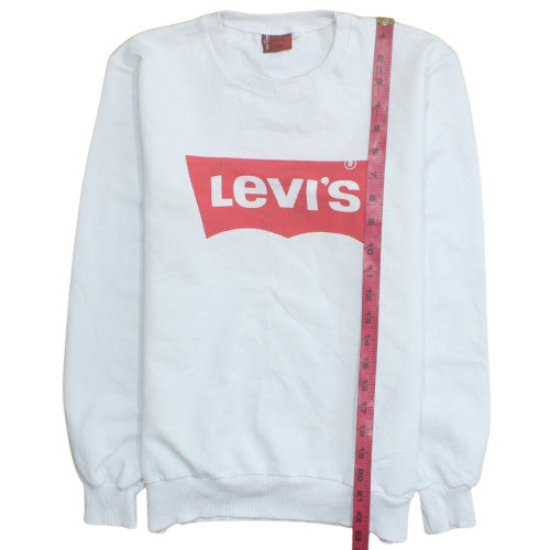 Levi's Men's White Graphic Print Crew Neck Sweatshirt Medium
