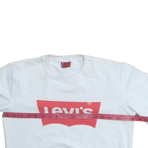 Levi's Men's White Graphic Print Crew Neck Sweatshirt Medium