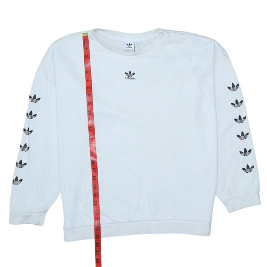 Adidas Women White Crew Neck Long Sleeve Sweatshirt UK 14 Relaxed Fit