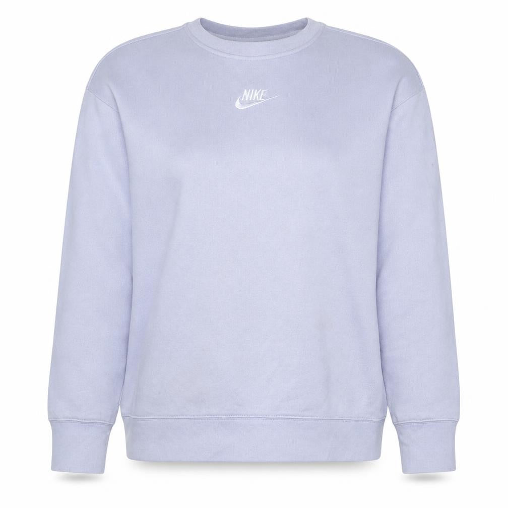 Front view of Nike girls’ purple xl fleece pullover sweatshirt crew neck logo top