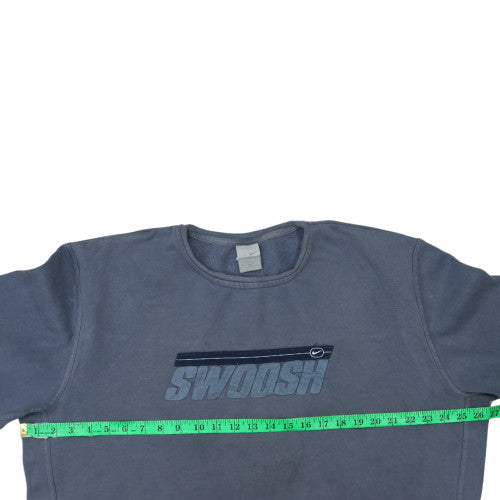 Nike Women Blue Swoosh Crew Neck Pullover Sweatshirt Size L