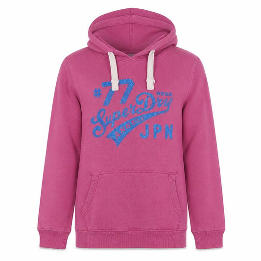 Superdry Women's Pink Pullover Hoodie M Vintage Logo Graphic Lined