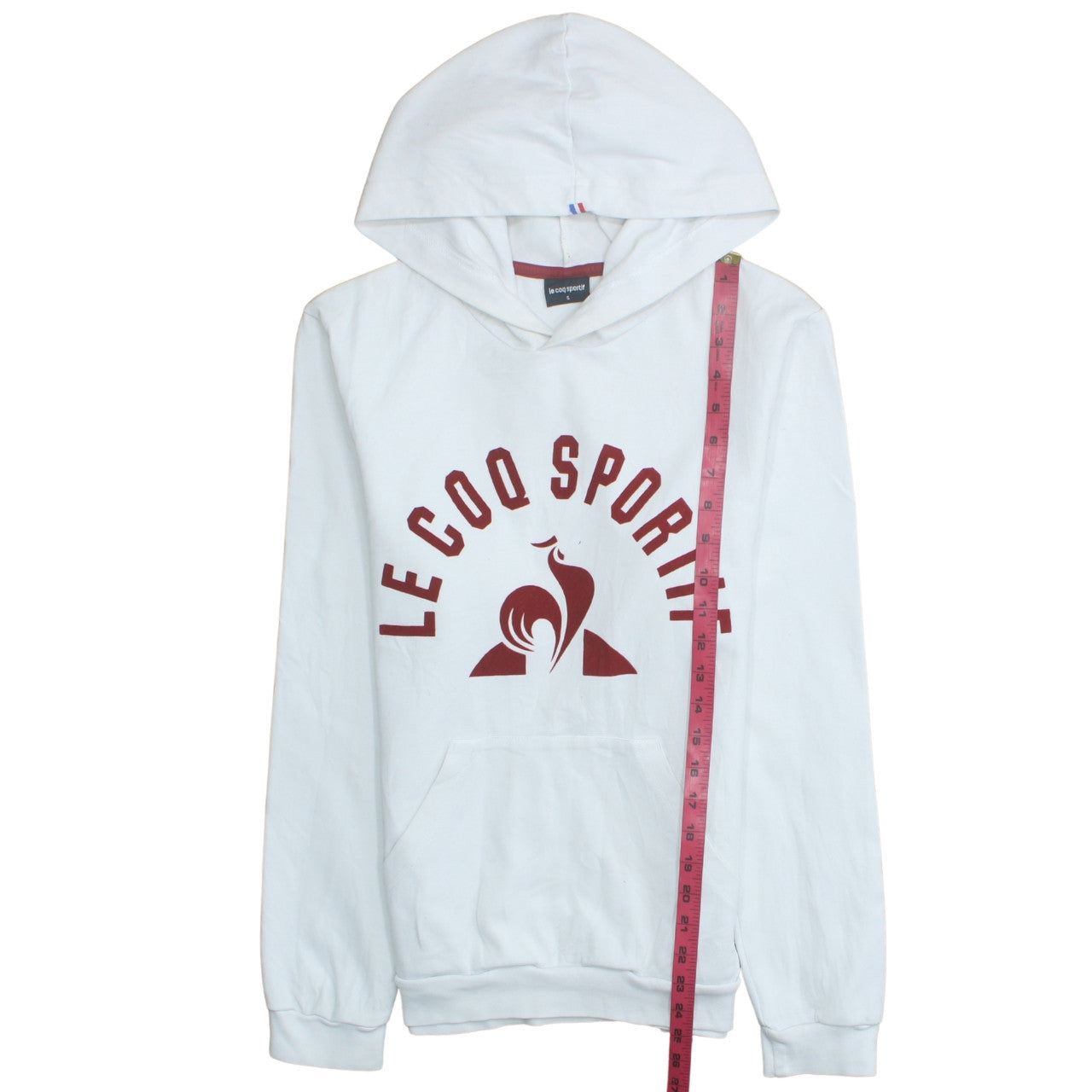 Le Coq Sportif Men's White Pullover Hoodie Small Graphic Print