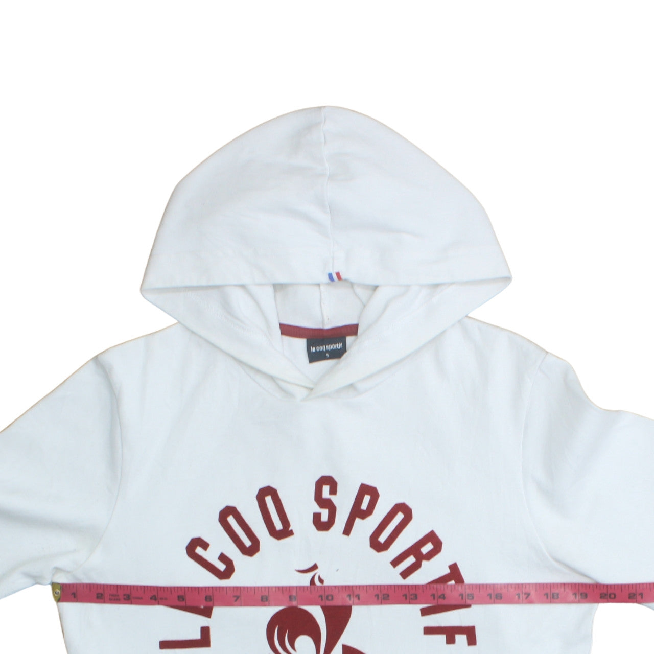 Le Coq Sportif Men's White Pullover Hoodie Small Graphic Print