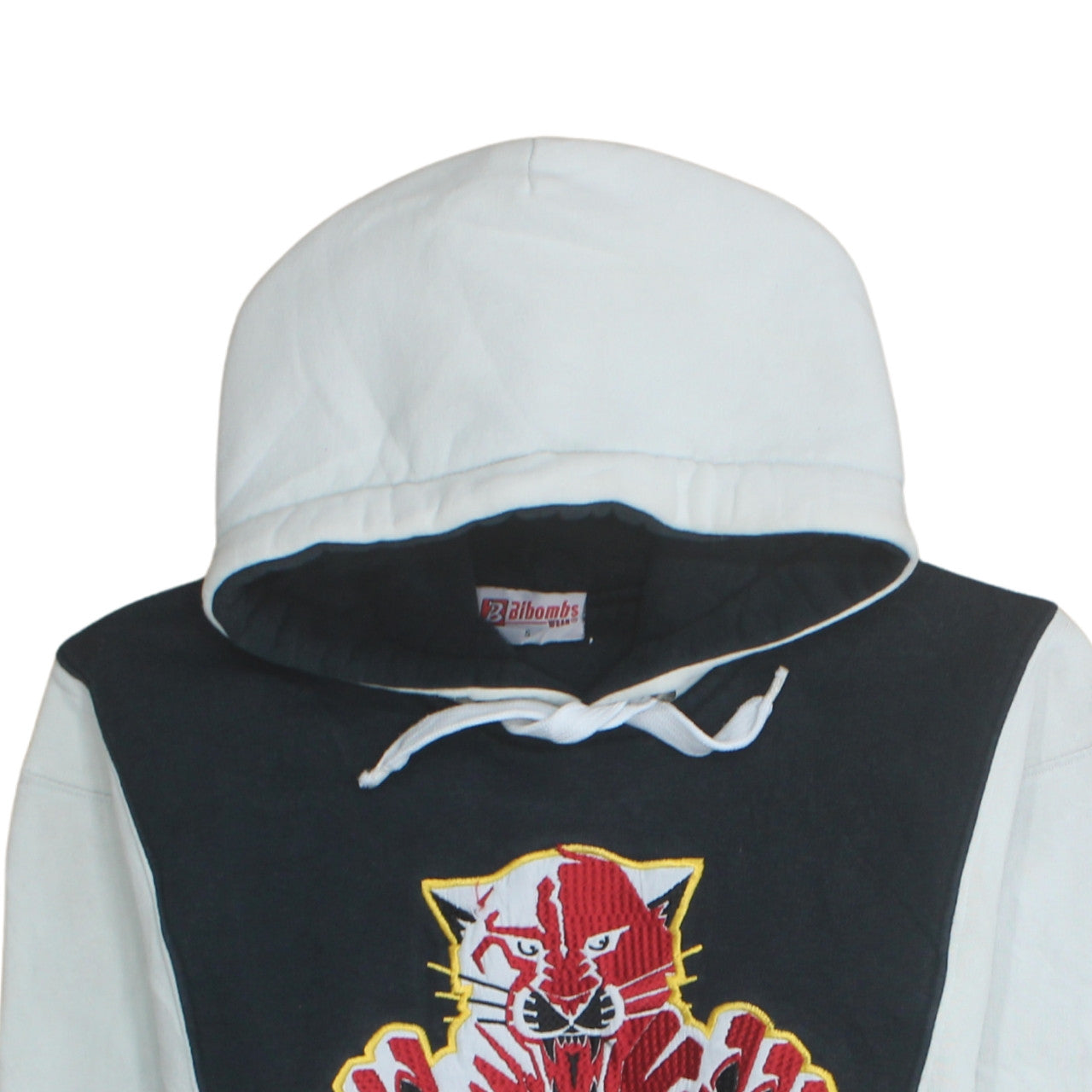 Bibombs Men's Black & White Embroidered Tiger Pullover Hoodie Size S