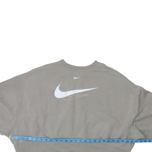 Nike Womens Grey Loose Fit Crew Neck Sweatshirt Size S Logo Print