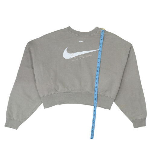Nike Womens Grey Loose Fit Crew Neck Sweatshirt Size S Logo Print