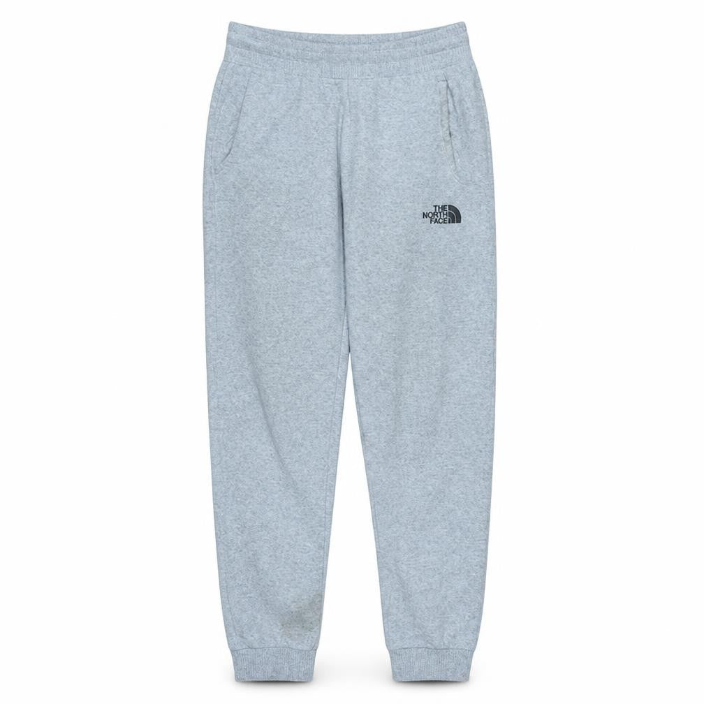 Front view of The North Face boys’ grey jogger trousers l fleece elastic waist activewear