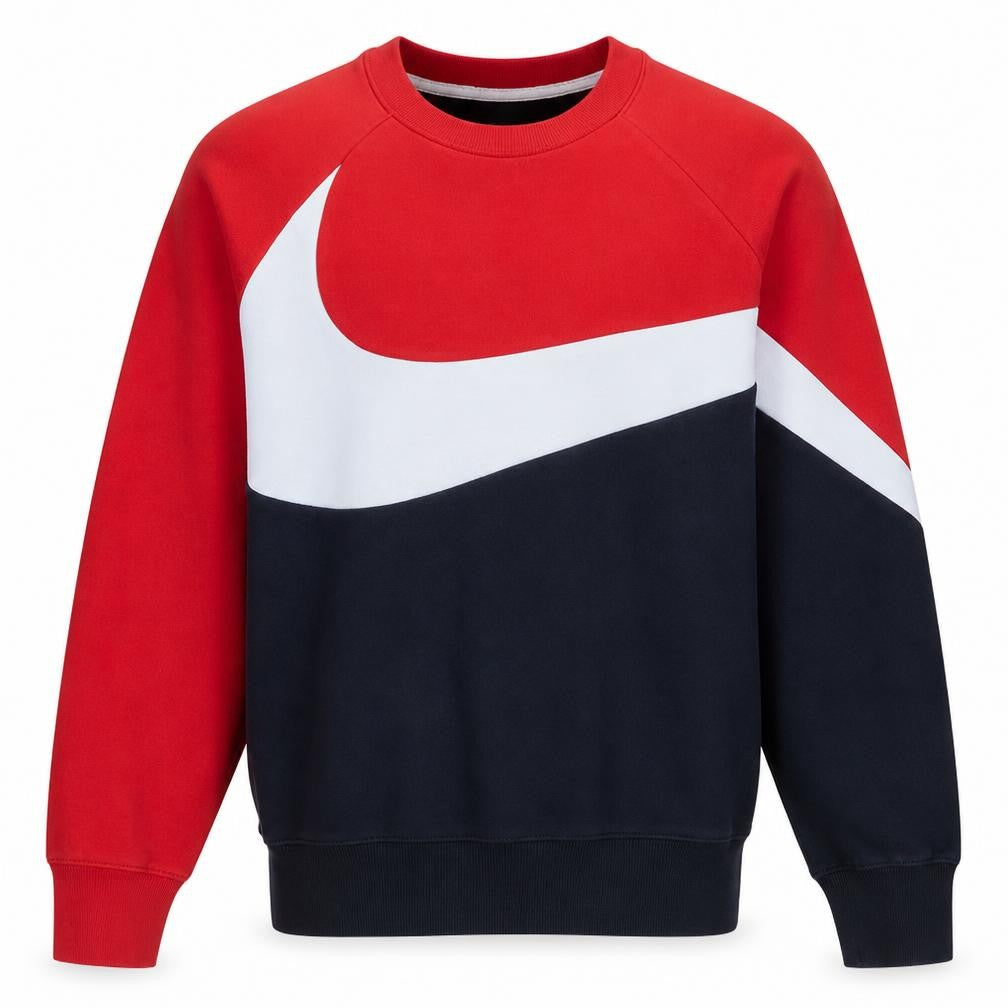 Nike Mens Red Black Crew Neck Colour Block Sweatshirt Size S