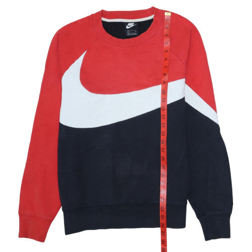 Nike Mens Red Black Crew Neck Colour Block Sweatshirt Size S