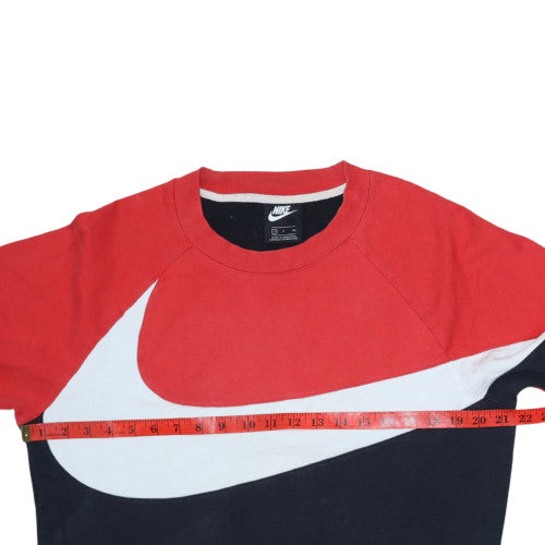 Nike Mens Red Black Crew Neck Colour Block Sweatshirt Size S