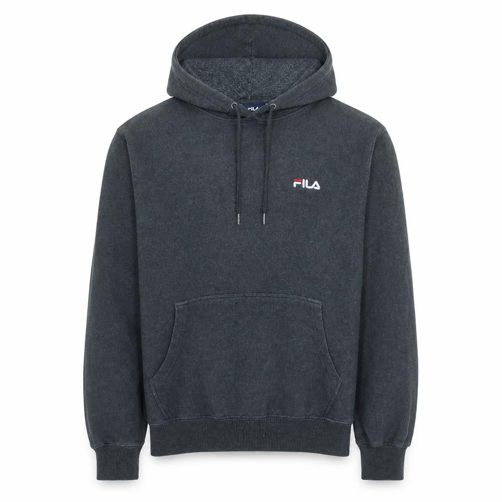 FILA Men's Black Pullover Hoodie Size S Logo Fleece Sweatshirt