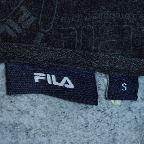 FILA Men's Black Pullover Hoodie Size S Logo Fleece Sweatshirt