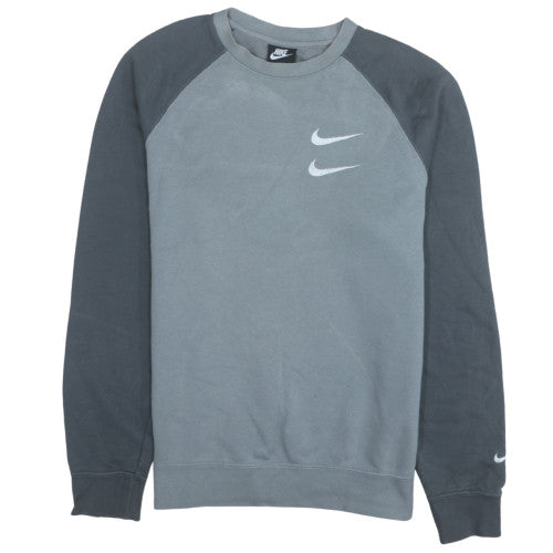 Nike Men's Grey Crew Neck Logo Sweatshirt Medium Cotton Blend