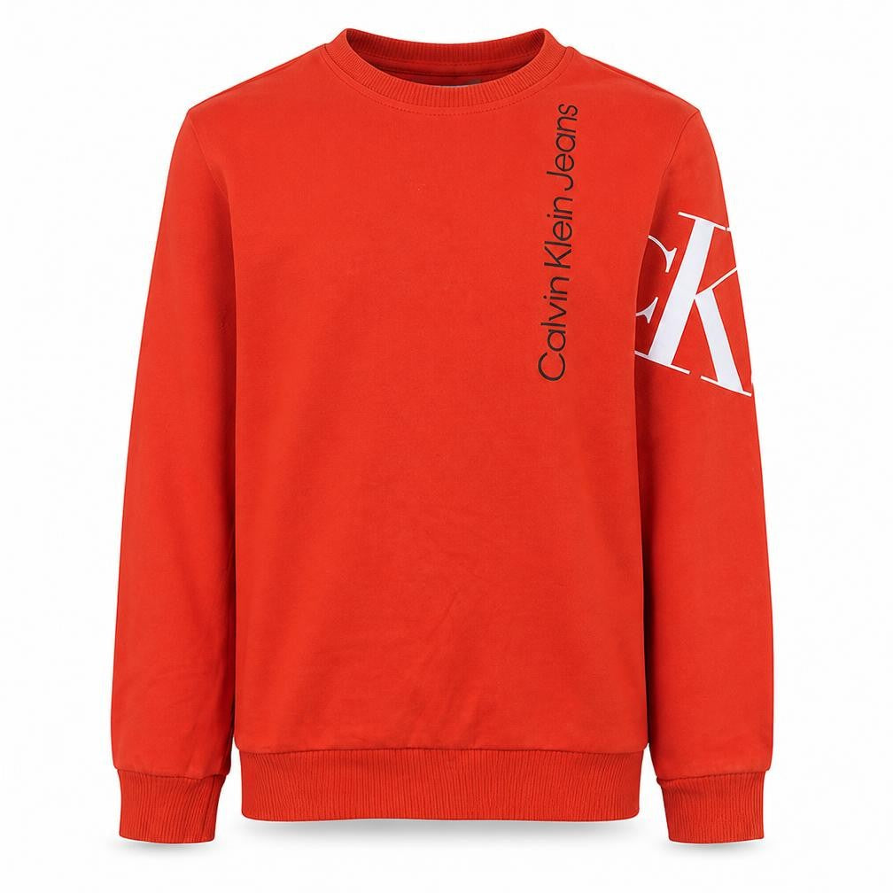 Calvin Klein Jeans Men's Red Crew Neck Logo Sweatshirt Size S