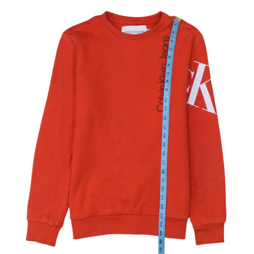 Calvin Klein Jeans Men's Red Crew Neck Logo Sweatshirt Size S