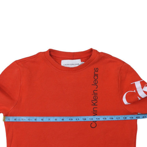 Calvin Klein Jeans Men's Red Crew Neck Logo Sweatshirt Size S