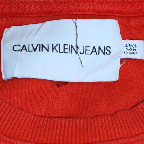Calvin Klein Jeans Men's Red Crew Neck Logo Sweatshirt Size S