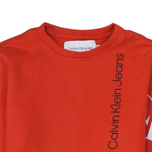 Calvin Klein Jeans Men's Red Crew Neck Logo Sweatshirt Size S