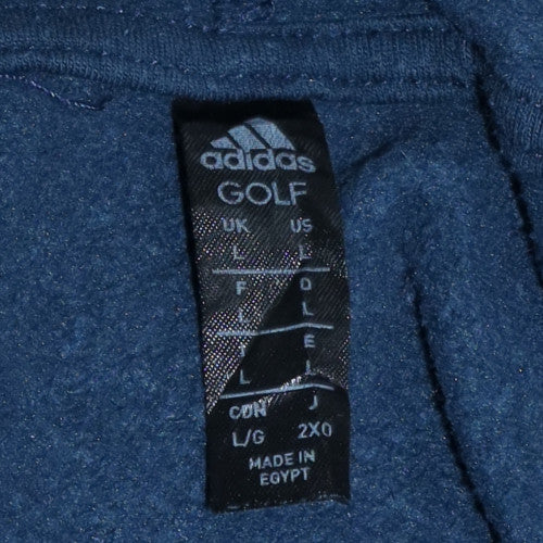 Adidas Mens Blue Pullover Hoodie L Golf Fleece Sportswear