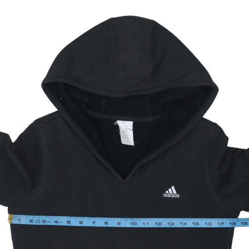 Adidas Womens Black Pullover Hoodie Size 10 Cotton Hooded Athletic Top