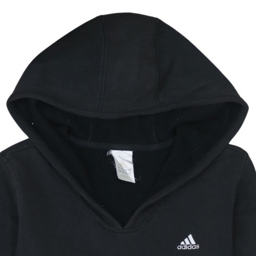 Adidas Womens Black Pullover Hoodie Size 10 Cotton Hooded Athletic Top