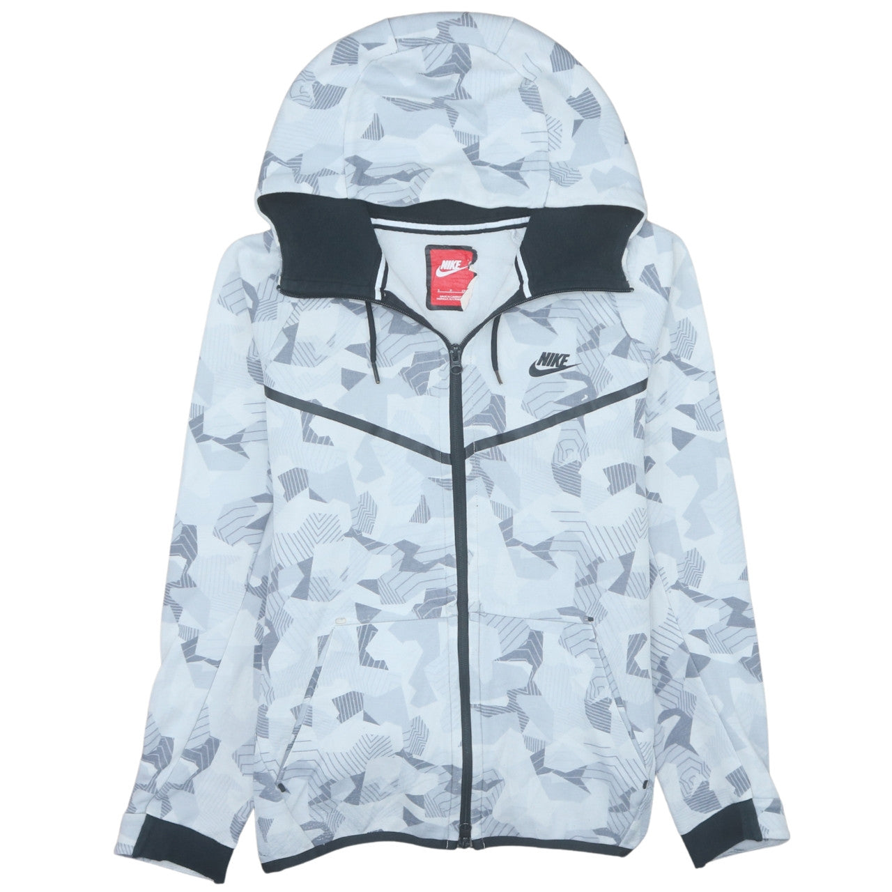 Nike Men's Grey Full Zip Camouflage Hoodie Size S