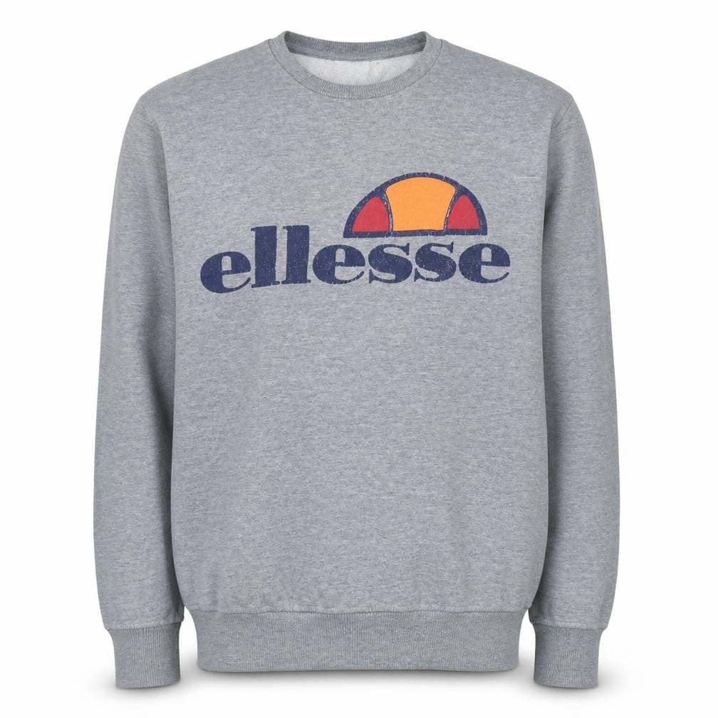 Ellesse Men Grey Logo Pullover Sweatshirt Size M Regular Fit