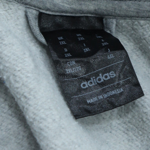 Adidas Men’s Grey 2XL Full Zip Hoodie Sports Fleece Sweatshirt
