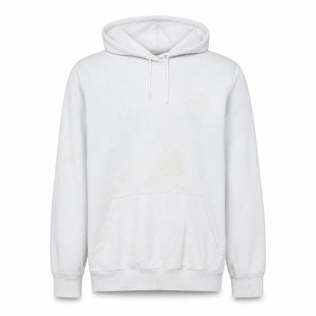 Puma Men’s White Pullover Hoodie Size L Cotton Blend Regular Fit