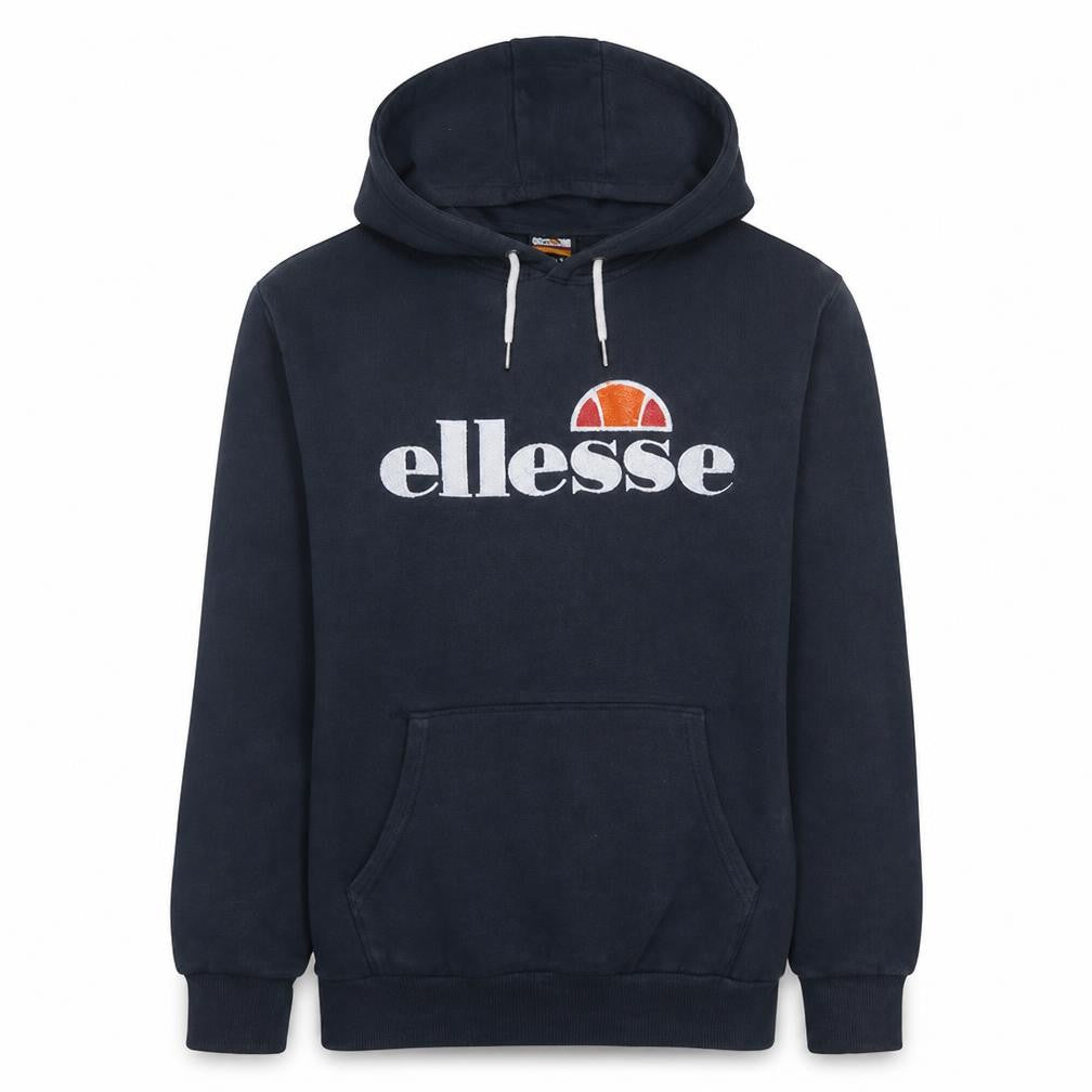 Ellesse Womens Navy Pullover Hoodie UK 16 Cotton Blend Logo Print