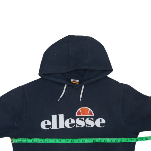 Ellesse Womens Navy Pullover Hoodie UK 16 Cotton Blend Logo Print