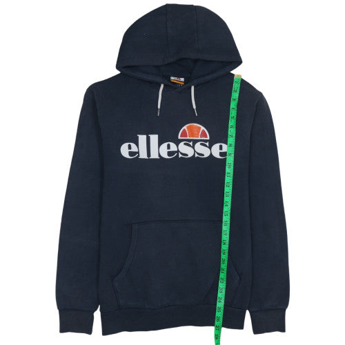 Ellesse Womens Navy Pullover Hoodie UK 16 Cotton Blend Logo Print