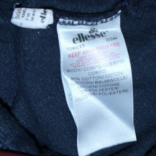 Ellesse Womens Navy Pullover Hoodie UK 16 Cotton Blend Logo Print