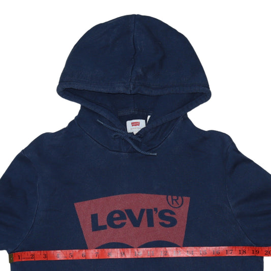 Levi's Men's Blue Pullover Hoodie M Logo Fleece Sweatshirt