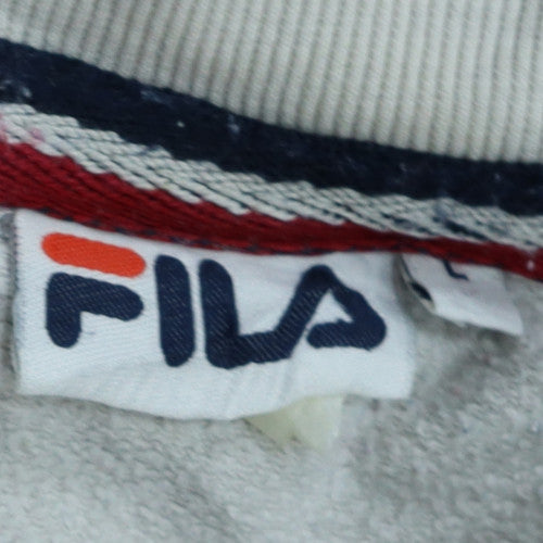 FILA Men's White Pullover Sweatshirt Large Crew Neck Logo Sportswear