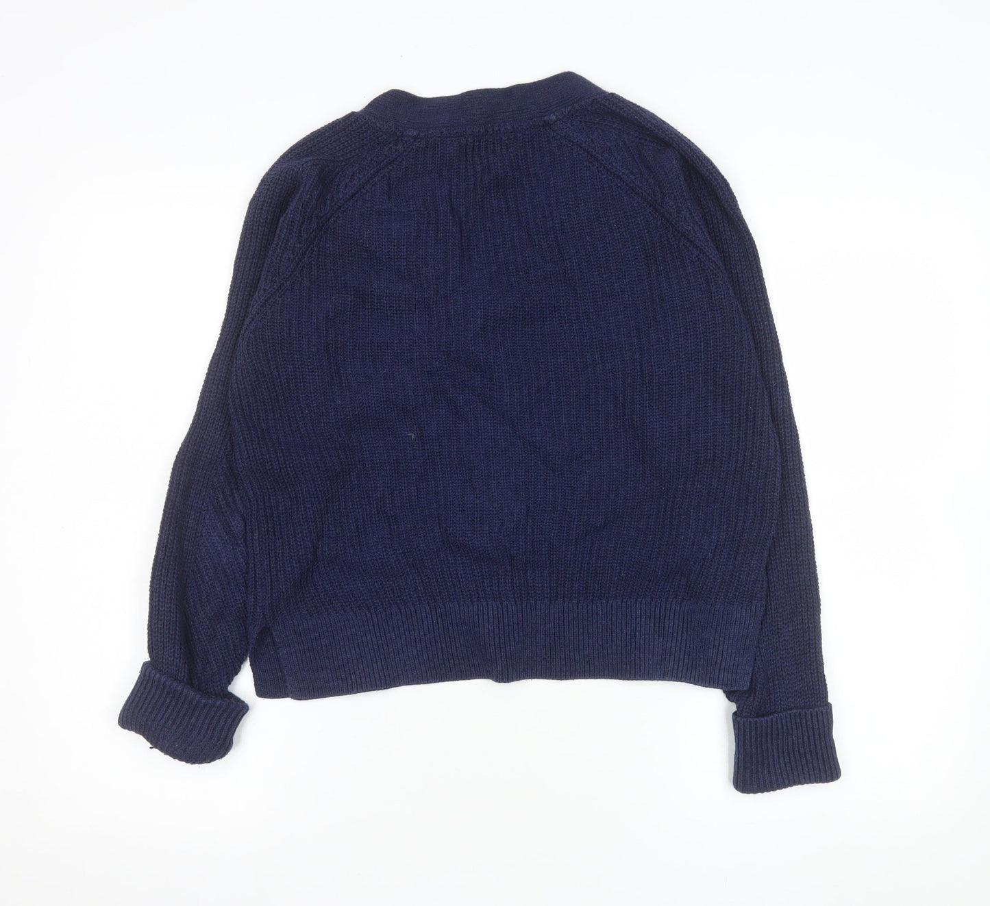 Fat Face Women's Blue Cotton V-Neck Button Cardigan Size 8